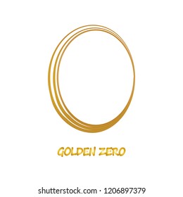 Letter O number 0 logo icon design template elements. Zero emblem original vector illustration. Null symbol scroll element with metal effect. Golden 0 company label element