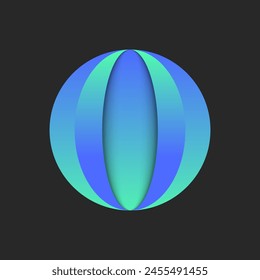 Letter O or number 0 logo in a round shape, featuring a green and blue gradient symbol with a 3D shadows effect. Creative identity circular emblem design mockup.