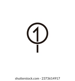 Letter O number 1 combination geometric symbol simple logo vector