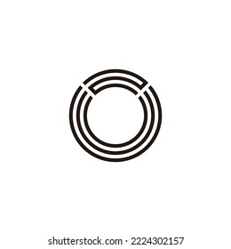 Zeilen des Buchstabens O Nummer 2, kreisgeometrisches Symbol, einfaches Logo, Vektorgrafik