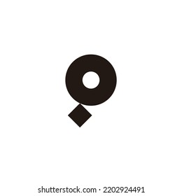Letter o number 9, circle square geometric symbol simple logo vector