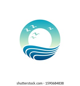 Letter O ocean logo design, sea landscape logo template, initial letter O business logo