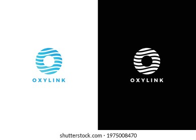 Letter O ocean wave blue color business logo    