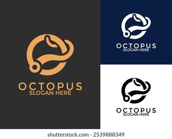 Letter O mit Octopus Squid Logo Vektor, Creative Initial Identity mit Octopus Logo Design Template