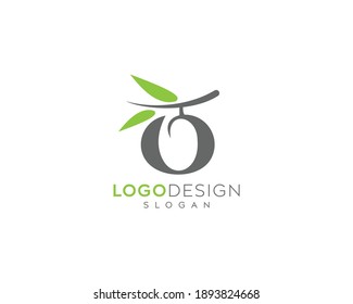 Letter O olive oil logo vector design, olive oil leaf logo design 