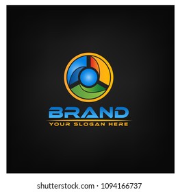 Letter O on black Background.  Logo Design Template. Colorful  logo design