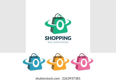 Letter O Online Shop Logo vector of Shopping bag icon store cart symbol business clipart