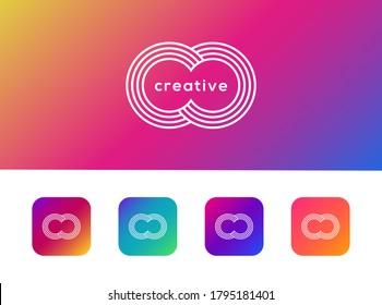 LETTER O, OO APP, WEB ICON LINE LOGO DESIGN VECTOR TEMPLATE