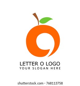 Letter O Orange Fruit Logo