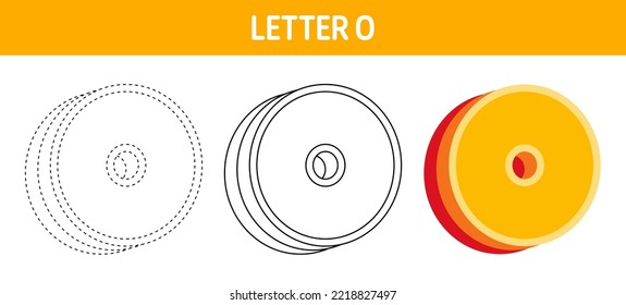 Letter O Orange, tracing and coloring worksheet for kids
