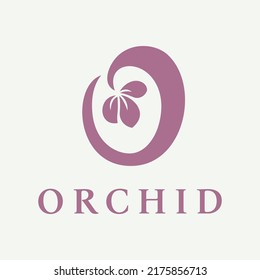 The letter O with an orchid flower. Orchid logo template for spa or beauty salon.