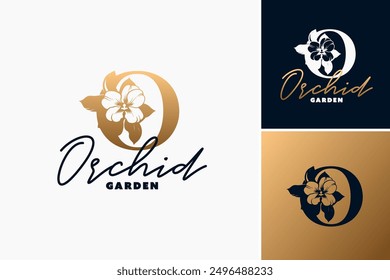 Letter O Orchid Garden Logo Template: Radiates elegance  tranquility, perfect for floral shops or botanical gardens. Layered EPS Vector