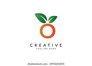 Letter O organic orange logo design vector icon illustration