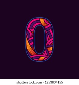 Letter O in the original neon style. Vector design element isolated on dark background.