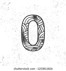 Letter O in the original style. Monochrome vector design element isolated on white background.