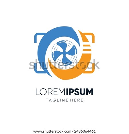 Letter O Outdoor Air Conditioner Fan Logo Design Vector Icon Graphic Emblem Illustration