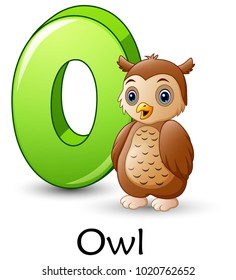 Letter O is for Owl cartoon alphabet