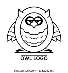 Letter O with owl picture inside Logo Cartoon Vector