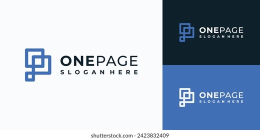 Letter O P initials abstract square line vector logo design.