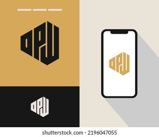 Letter O P W logo design. creative minimal monochrome monogram symbol. Universal elegant vector emblem. Premium business logotype. Graphic alphabet symbol for corporate identity