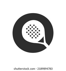 Letter O Padel Racket Logo Design Vector Template. Beach Table Tennis Club Symbol