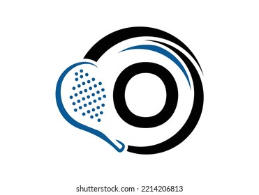 Letter O Padel Racket Logo Design Vector Template. Beach Table Tennis Club Symbol. business, and company identity