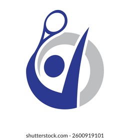 Letter O Padel Racket Logo Design. Paddle Symbol Beach Table Tennis Club Sign