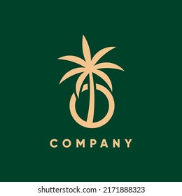Letter O Palm Tree Logo Design Vector Icon Graphic Emblem Illustration 