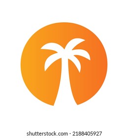 Letter O Palm Tree Logo Design Concept For Travel Beach Landscape Icon Vector Template