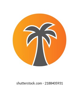 Letter O Palm Tree Logo Design Concept For Travel Beach Landscape Icon Vector Template