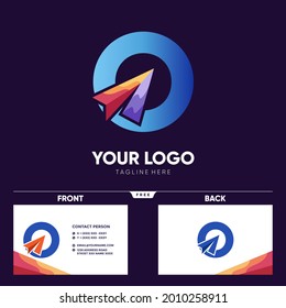 Letter O Paper Plane Logo Design Vector Icon Graphic Emblem Illustration 