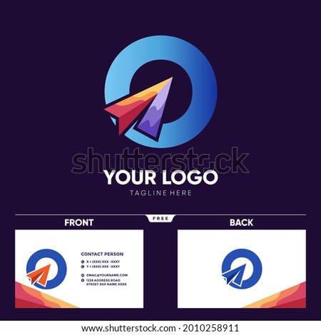 Letter O Paper Plane Logo Design Vector Icon Graphic Emblem Illustration 
