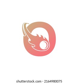 Letter O is passed by a falling meteor icon illustration vector 