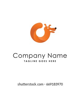 letter O pet animal, logo template