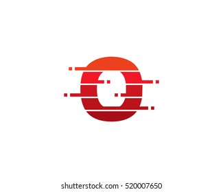 Letter O Pixel Cut Logo Design Template