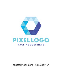 Letter O Pixel Logo. A Symbol of Technology with Colorful Geometry. Modern and Professional Digital Design Concepts for Companies and Businesses
