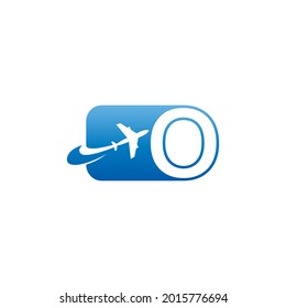 Letter O with plane logo icon design vector illustration
