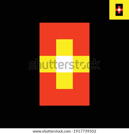Letter O and Plus sign monogram logo design in Cubism Gestalt art style. Vector logo in Eps 8.