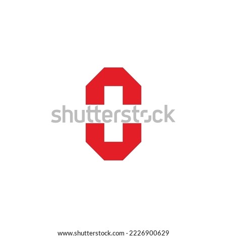 Letter o plus, square geometric symbol simple logo vector