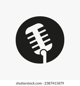 Letter O Podcast Logo. Music Symbol Vector Template