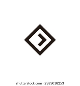 Letter O pointer, square geometric symbol simple logo vector