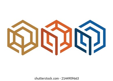 Plantilla de símbolo del icono del vector del logotipo del cubo. Esquema de cubo. Diseño de logotipos