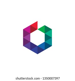 Letter o Polygon Style Geometric Alphabet Font Logo Vector Illustration 