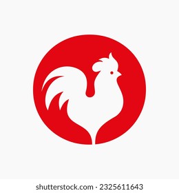 Letter O Poultry Logo With Hen Symbol. Chicken Logo, Rooster Sigh Vector Template