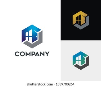 Letter o property logo concept in hexagonal shape