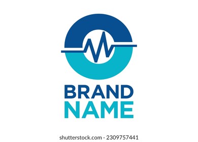 letter O with pulse line or graphic line for initials or name logo medical, marketing, business, modern logo and many more.