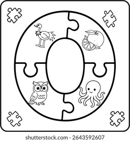 Letter O Puzzle Alphabet  with Objects kids coloring books for kids