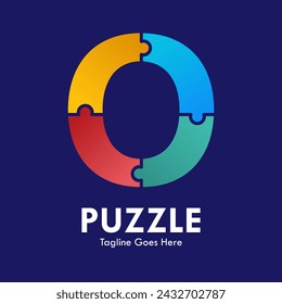 Letter o with puzzle design logo template illustration