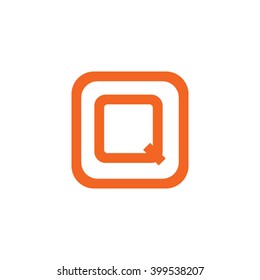 letter O and Q monogram square shape logo, letter Q with rounded square frame logo orange