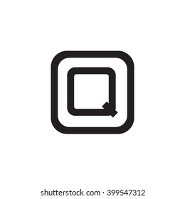 letter O and Q monogram square shape logo, letter Q with rounded square frame logo black